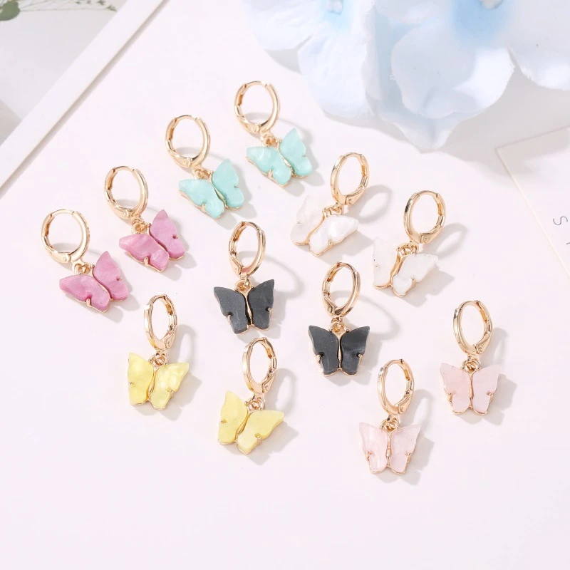 DoreenBeads серьги ручной работы для Для женщин: золотистые акриловые Синий Розовый