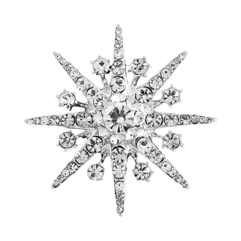 

charm Snowflake Lady Brooch Korean Fashion Retro Alloy Rhinestone Clothes Accessories Corsage Christmas Snowflake zircon Brooch