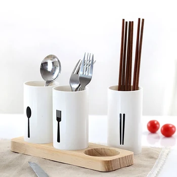 

2019 New 1Set Oak Base Chopsticks Barrel Tableware Draining Rack Organizer Storage Box Brush Holder Kitchen Accessories