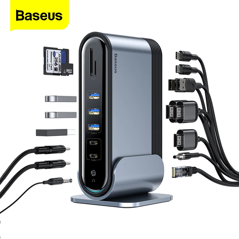 Док-станция Baseus usb-c 17 в 1 USB 3 0 2 PD RJ45 VGA HD экрана | Компьютеры и офис