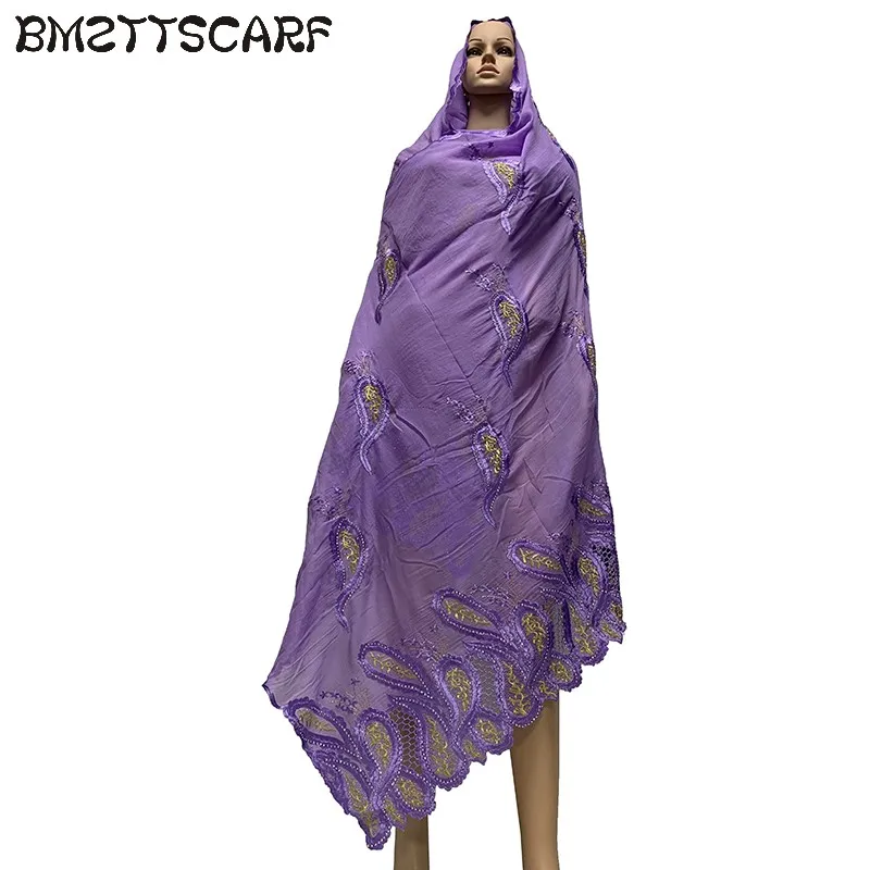 

100% Cotton Scarf African Women Muslim Embroidery Scarf Feather Design for Shawls Soft Scarf BM811