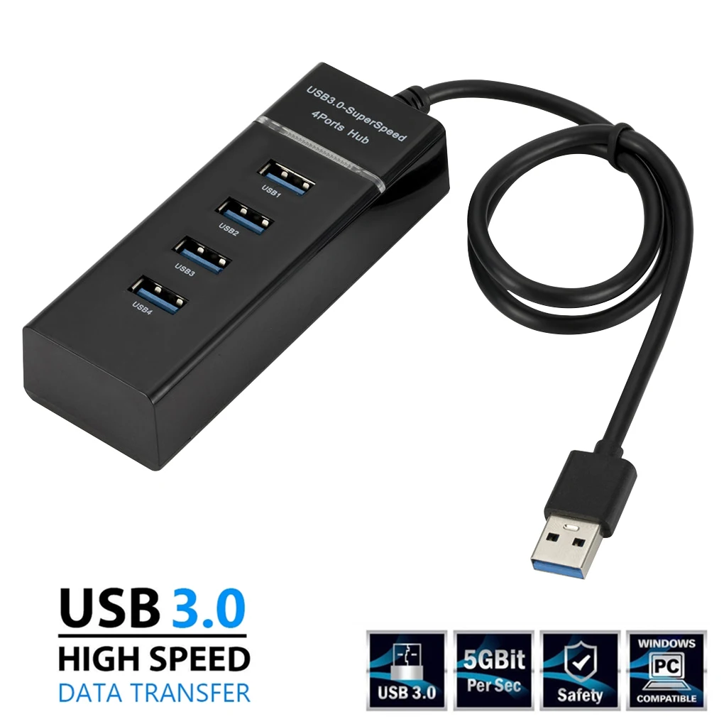 ZZNNN USB3.0 Extender Multi-Port USB 1 to 4 Cable Adapter Laptop Hub Docking Station 4-Port Hub with 5Gbps Data Transmission Speed Color : White