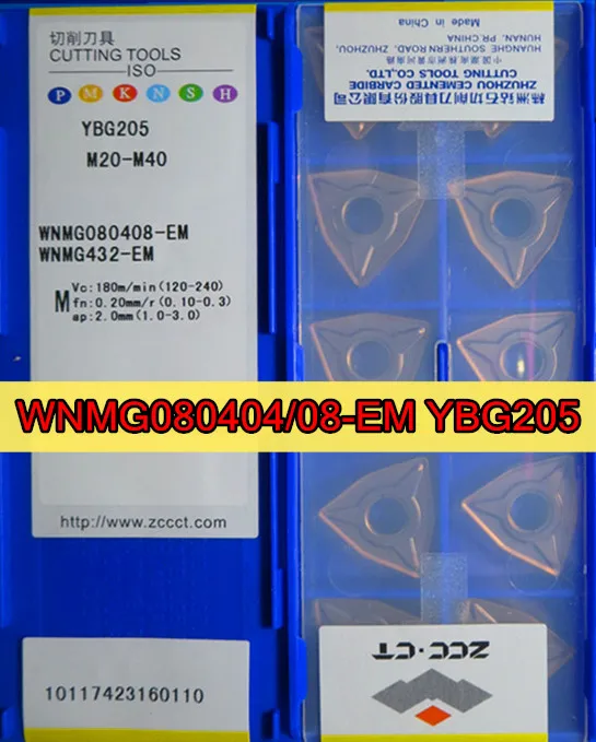 WNMG080404-EM WNMG080408-EM-YBG205 10pcs 100% original ZCC.CT carbide insert YBG205=M20-M40 Process stainless steel lathe chuck jaws