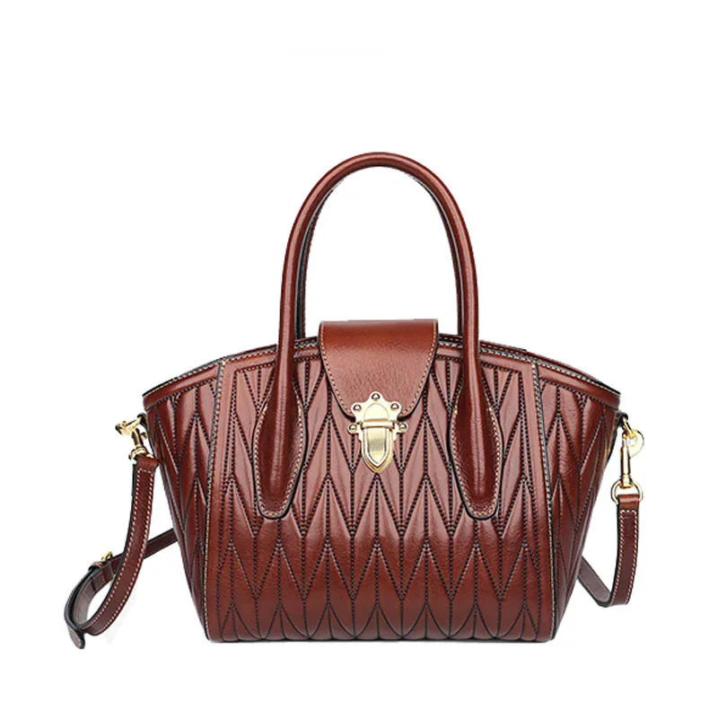 

Genuine Leather women bags 2019 new retro dumpling bag Fashion first layer cowhide embossed mobile crossbody bag