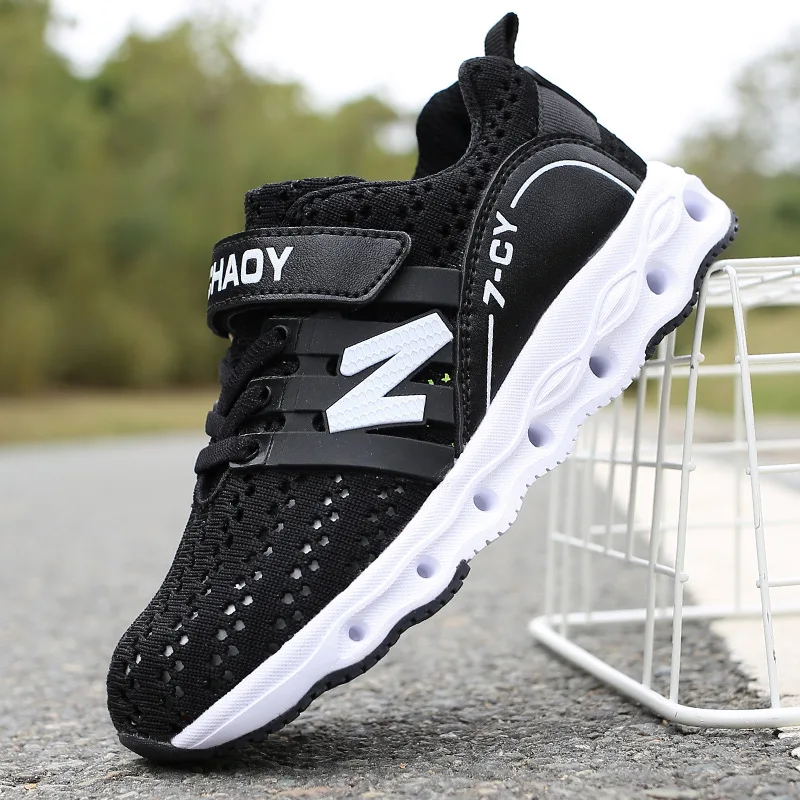 

Children Black And White with Pattern Athletic Shoes Breathable Mesh New Style Summer Mesh Thin 12 Big Boy 15-Year-Old BOY'S Cas