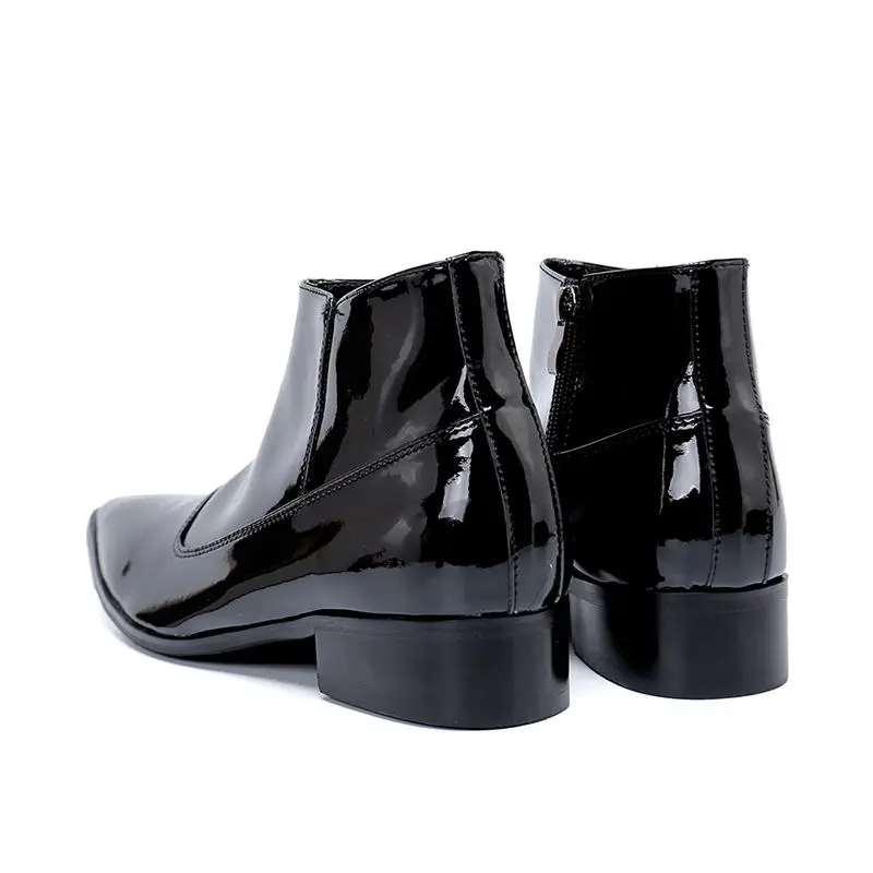 Botas masculina/Черные Блестящие ботильоны челси из лакированной кожи; Мужские модельные ботинки с острым носком; bota militar; мужские ботинки; сезон зима-осень