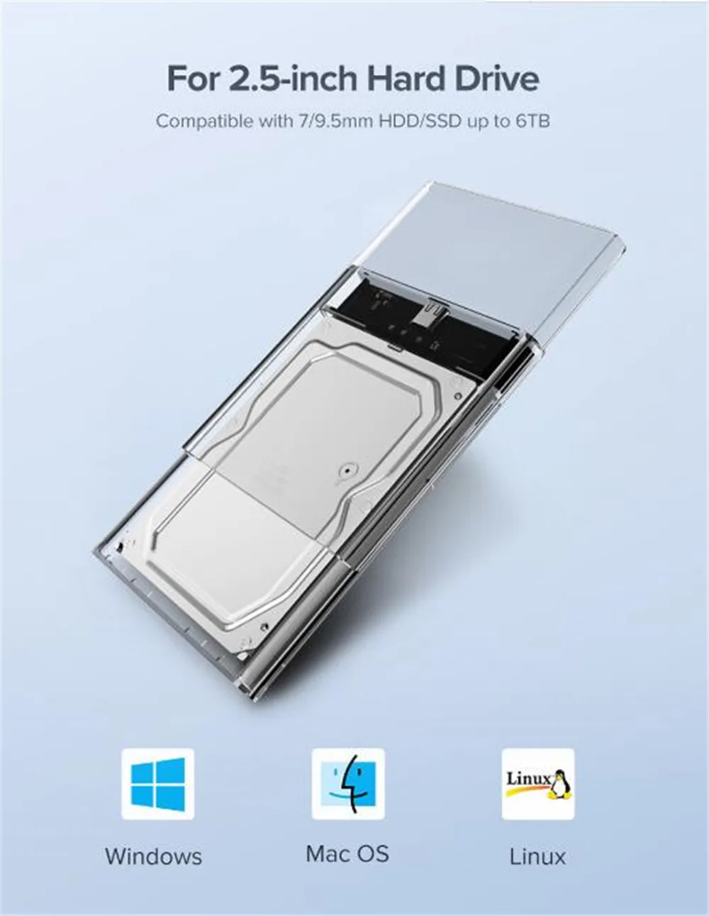 2," USB 3,0 SATA Hd коробка HDD жесткий диск Внешний корпус HDD прозрачный корпус инструмент бесплатно 5 Гбит/с Поддержка 2 ТБ UASP протокол