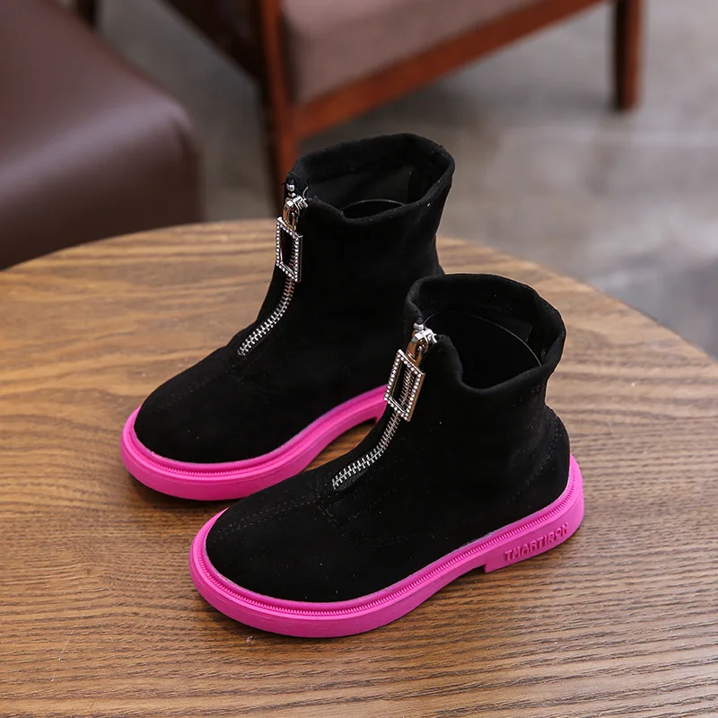 

Unisex Kids Martin Boots Boys Ankle Boots Soft Autumn Warm Fur Children Winter Boots Patchwork Colors Size 26-36