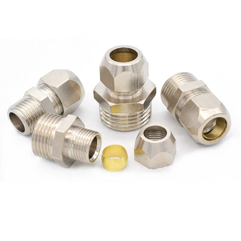 PACK OF 2 x BRASS 10mm COMPRESSION to 3/8" INCH BSP MALE FITTING PIPE ADAPTER 