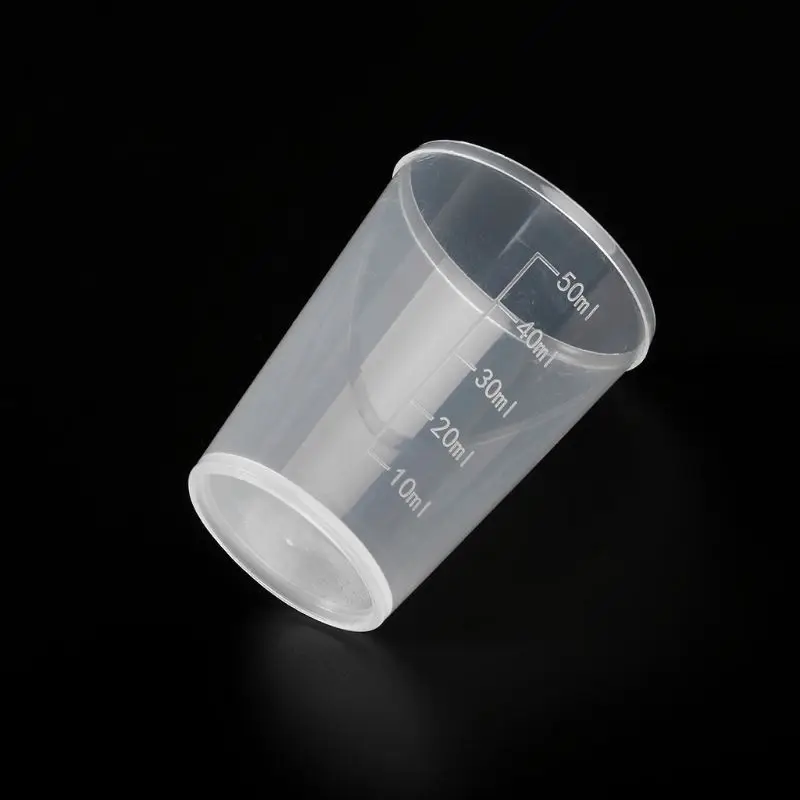 10Pcs 50ml Plastic Laboratory Bottle Lab Test Measuring Container Cups Plastic Liquid Measuring Cups