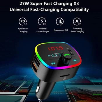 

Bluetooth Wireless Car Adapter Car Radio Support TF Card USB Drive Hands Free Calling LED Backlit QC3.0 Rapid Charging And TypeC