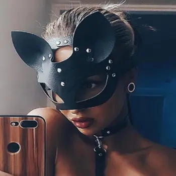 

Hot PU Leather Half Face Mask Fox Face Masks Flirting Cosplay Costume Accessory Halloween Party Decor Ball Masks