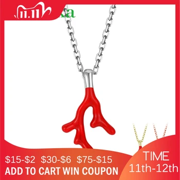 

Christmas Lucky Elk Horns Red Enamel Pendant Necklace 925 Sterling Silver Rose Gold 3 Color Choker Chain Necklace Women Jewelry