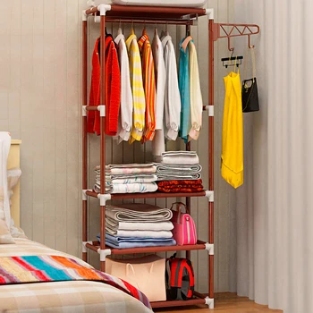 

Folding Simple Metal Iron Wardrobe Coat Storage Cabinets Rack Baby Portable Closet Clothes Hanging Shelf Furniture Guarda Roupa