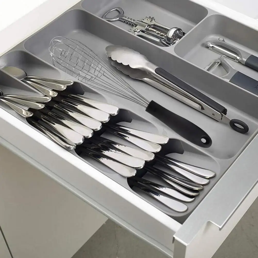 

Creative Kitchen Tableware Drawer Organizer Cutlery Tray For Kitchen Utensils Knife Cross Spoon Storage Box