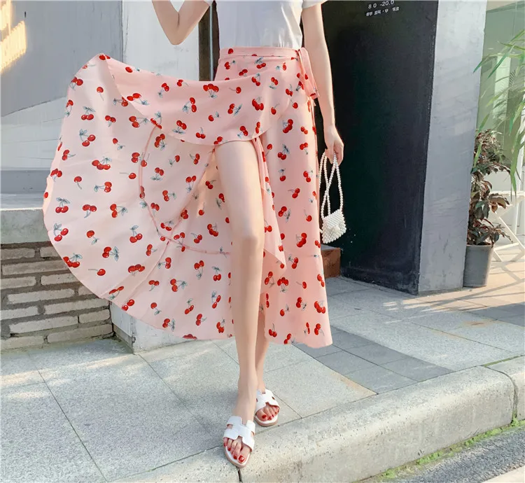 

Model Photo Shoot Literature And Art Hipster Irregular Flounced A- line Skirt Mid-length Bandage Cloth-Skirt