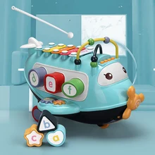 Многофункциональный подвижный музыкальный светильник для фортепиано в форме самолета, Игрушки для раннего образования для детей, LBV