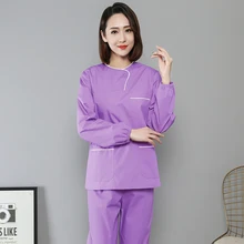

Women Scrubs Set Winter Medical Uniforms Long Sleeve Scrub Top Mock Wrap Nursing Uniforms Cotton Doctor Workwear Medical Pants