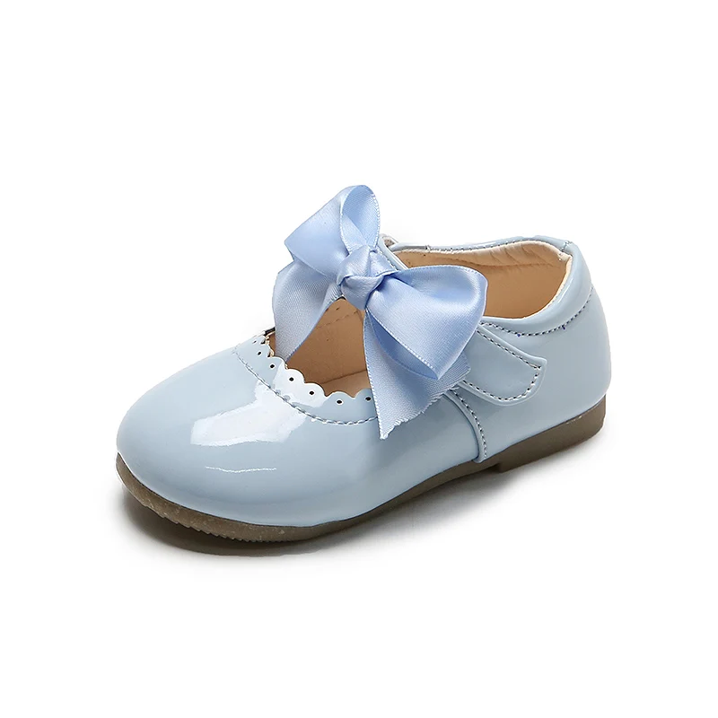 Zapatos de charol con lazo para niñas pequeñas, calzado de baile de Color sólido, primavera y otoño, SMG104