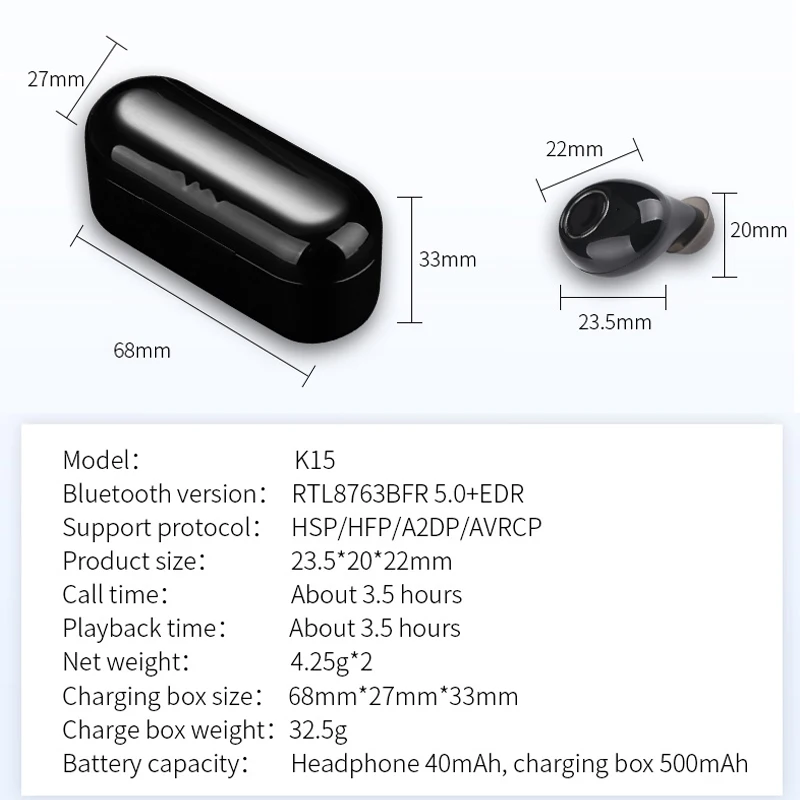 5D стерео звук Bluetooth V5.0 наушники Портативный TWS Беспроводной сенсорный вкладыши с