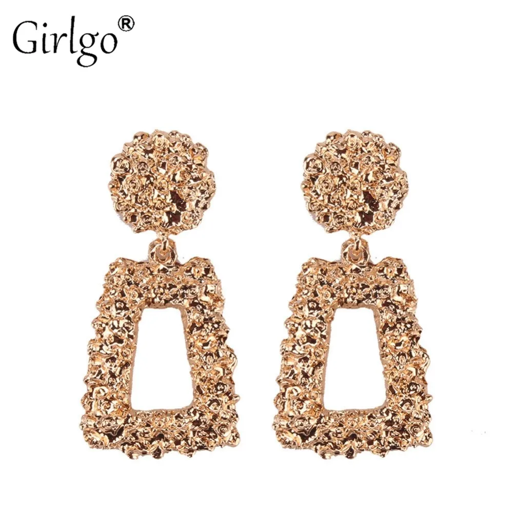 

Girlgo ZA Square Mini Metal Drop Earrings For Women Fashion Maxi Statement Earrings Party Accessories Jewelry Christmas Gifts