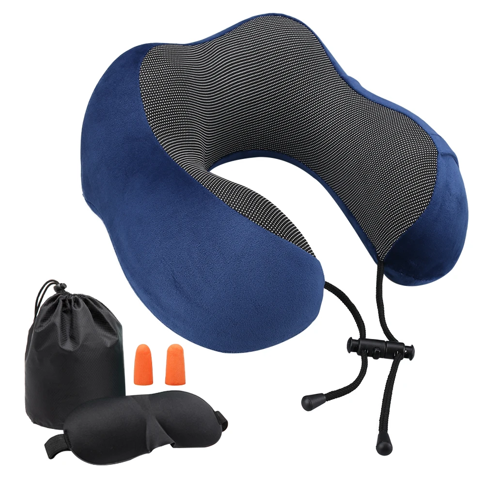 

Travel Neck-Pillow Set U Shaped Memory Foam Neck Pillows Soft Slow Rebound Space Neck Cervical Healthcare Solid with Storage Bag