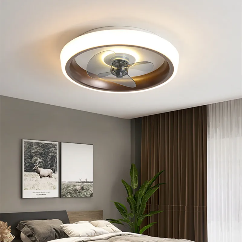 Nordic Modern Acrylic ABS Smart Led Ceiling Fan Light Colorful Children's Bedroom Dining Household Lighting Fan Integrated Lamp
