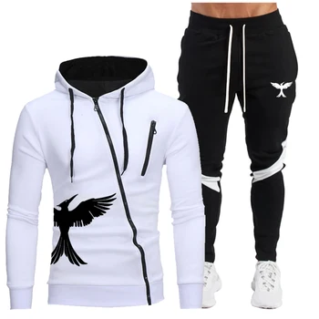 

Men Hooded Sweatshirt 2 Pieces Sets Tracksuit Brand Clothing Men's Fashion Sport suit Sportswear Hoodies +Pants 2020 Autumn Sets