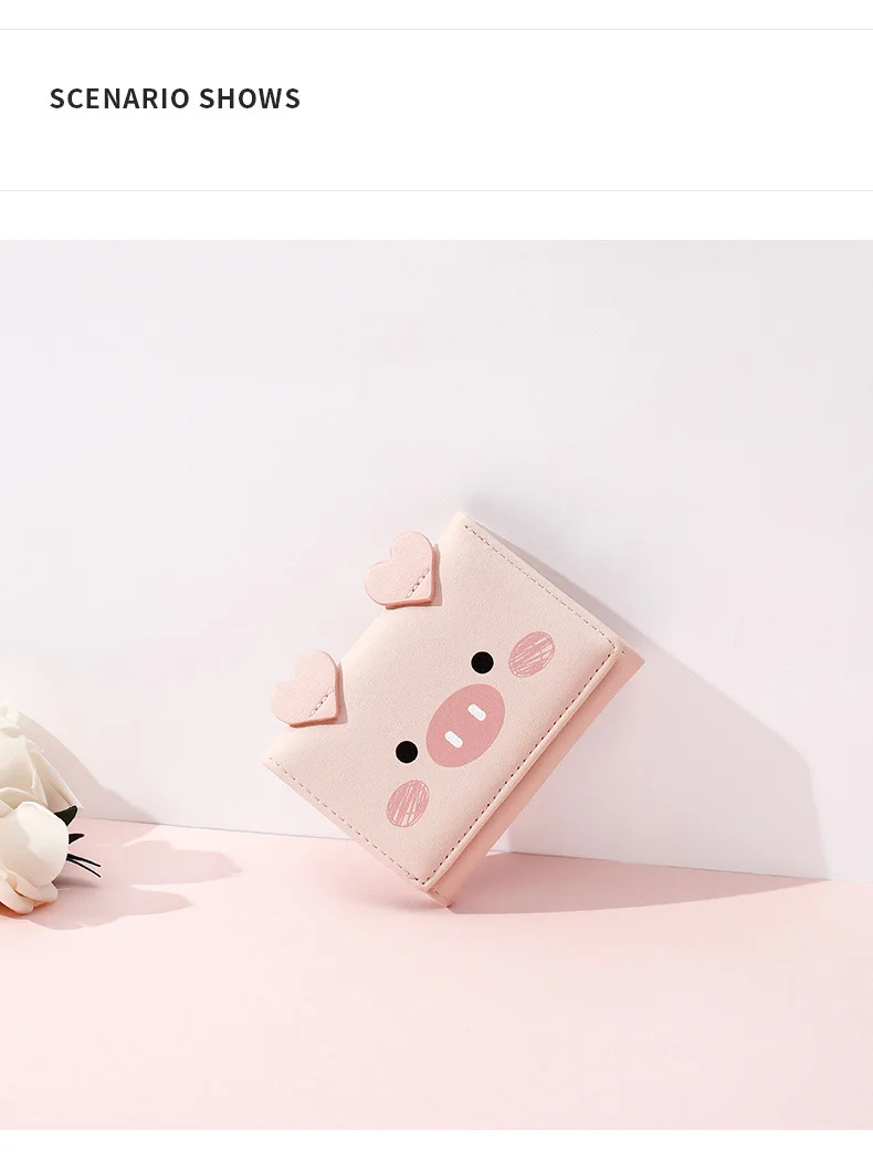 Cartoon Pig Cute Kawaii Wallet for Teen Girl Small Candy PU Leather Rfid Wallets Women 2019 Ladies Hasp Fashion Handy Coin Purse (8)