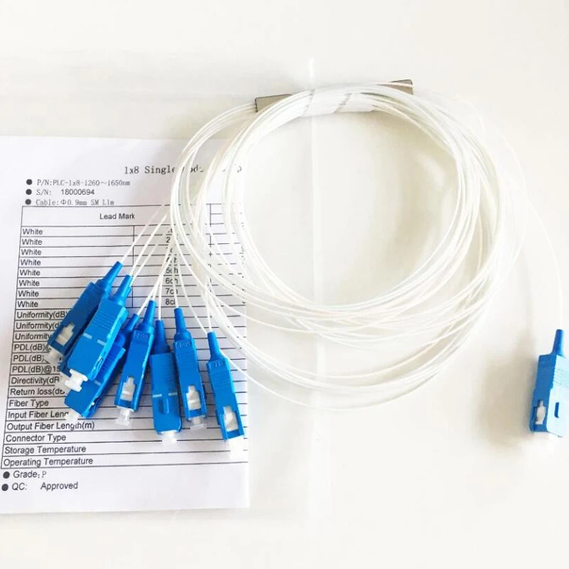 

50PCS 1x8 plc splitter sc UPC /APC 0.9mm 1M