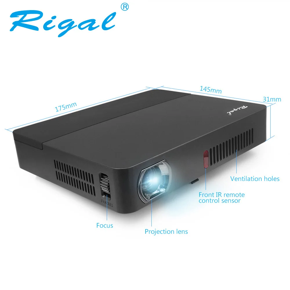 Rigal DLP проектор RD601 Full HD Android WIFI 10000 мАч батарея карманный видео светодиодный мини