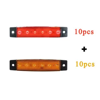 

20x Amber+Red 6 LED Side Marker Lights Indicator Lights Car Truck Trailer Ship High Quality ABS Plastic Case Car LED Nights