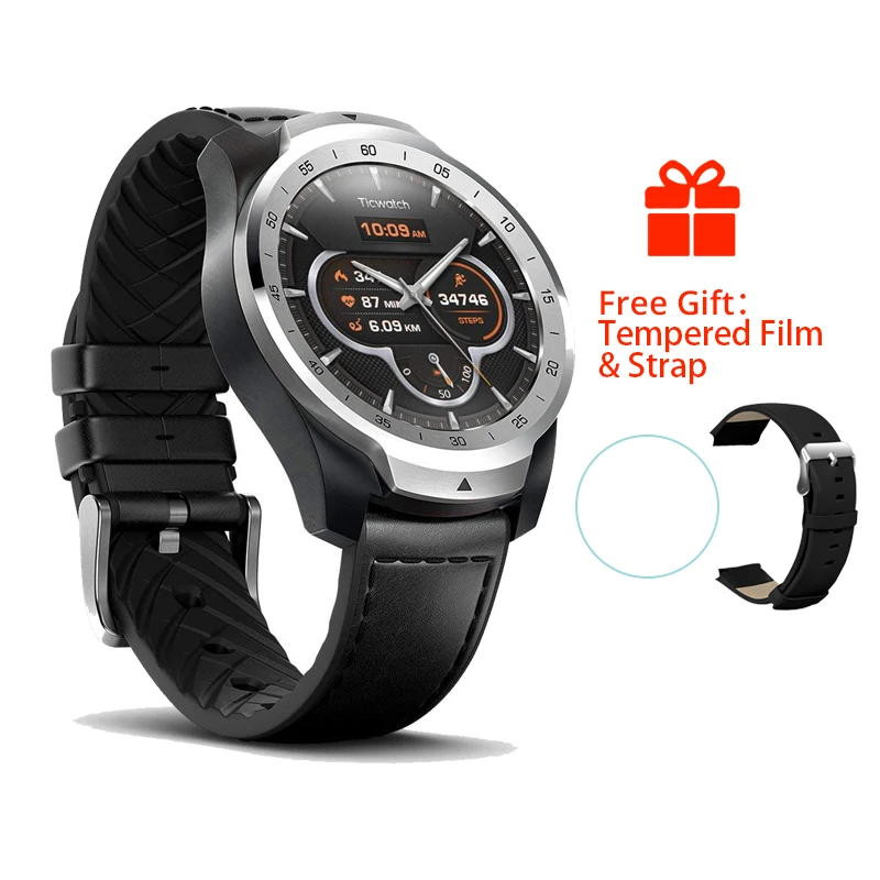 Ticwatch Pro Bluetooth Смарт-часы IP68 Водонепроницаемый поддержка nfc-платежей/Google Assistant одежда OS& nbsp; Google спортивные Смарт-часы - Цвет: silver