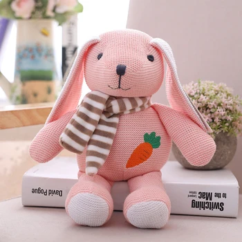 

New arrival delicate knitting buny toys cartoon soft embroidered dolls child comfort doll baby birthday gift