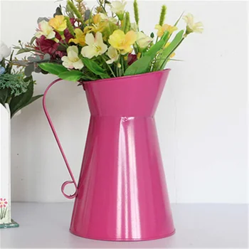 

20cm Vintage Shabby Chic Flower Vase Tin Pitcher Jug Metal Wedding Home Decor