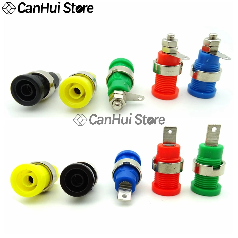 Insulated Safety 4MM Banana Plug Socket Jack Panel Mount Binding Post Connector Multimeter Banana head Female 32A 5 Colours 5pcs banana plugs banana plug connector