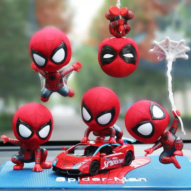 

Car Decoration Cartoon Spring Shake Head For The Avengers Spiderman Toy Adornment Doll Auto Dashboard Decoration Accessories
