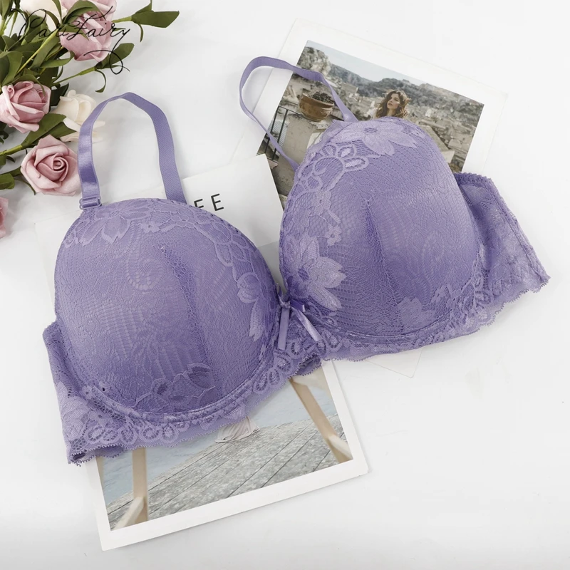 PariFairy Push Up Plus Size Bra Large Cup Underwire Brassiere Polyamide Elastan Full Big Bras for Women DD E | Женская одежда
