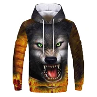 Spring and Autumn Men's Junior Wolf Hoodie Fashion 3D Wolf Printing Loose Streetwear 2021 Funny Animal Street Hip Hop Sweatshirt - Image 5