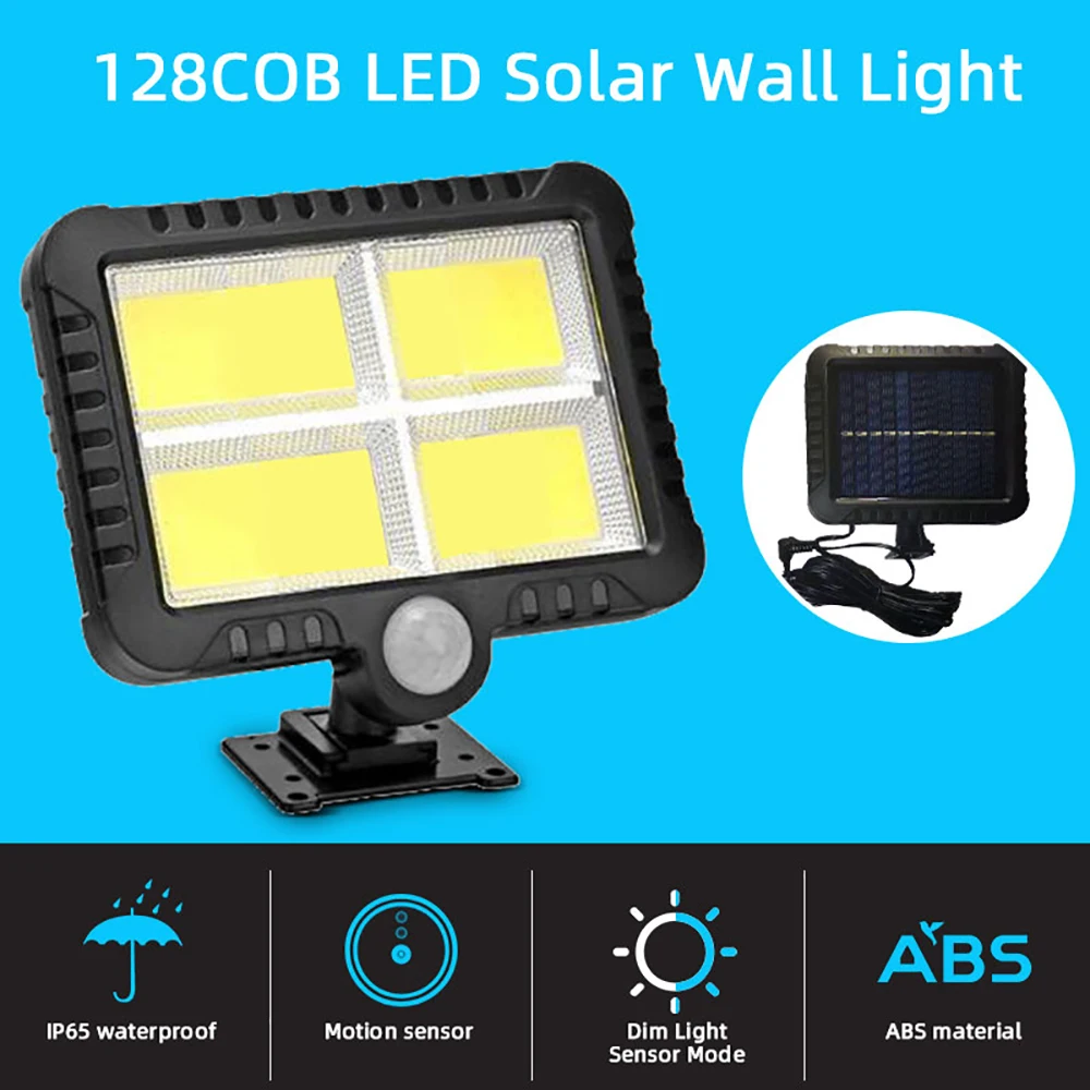 Novelty 128 LED Solar Garden Light Flood Wall Lamp PIR Motion Sensor 124 Pack Waterproof IP65 Garden Security Solar Lights