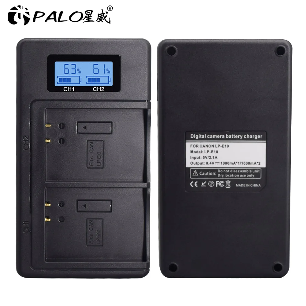 Зарядное устройство PALO LP E10 LPE10 с ЖК дисплеем и двумя USB портами для Canon EOS 1100D 1200D 1300D