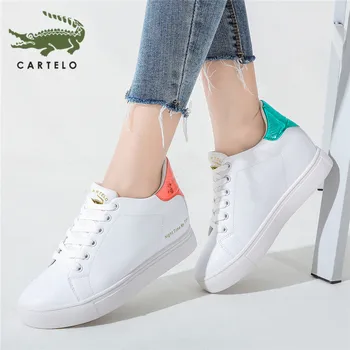 

CARTELO Women's Shoes Casual Little White Shoes Women's Wild Simple Student Korean Lace-up Thick Shoe