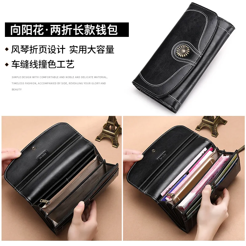 

MIWIND Women Wallet Hasp Coin Purses Famous Brand Fashion Leopard Genuine Leather Ladies Long Clutch Wallets LSJ020