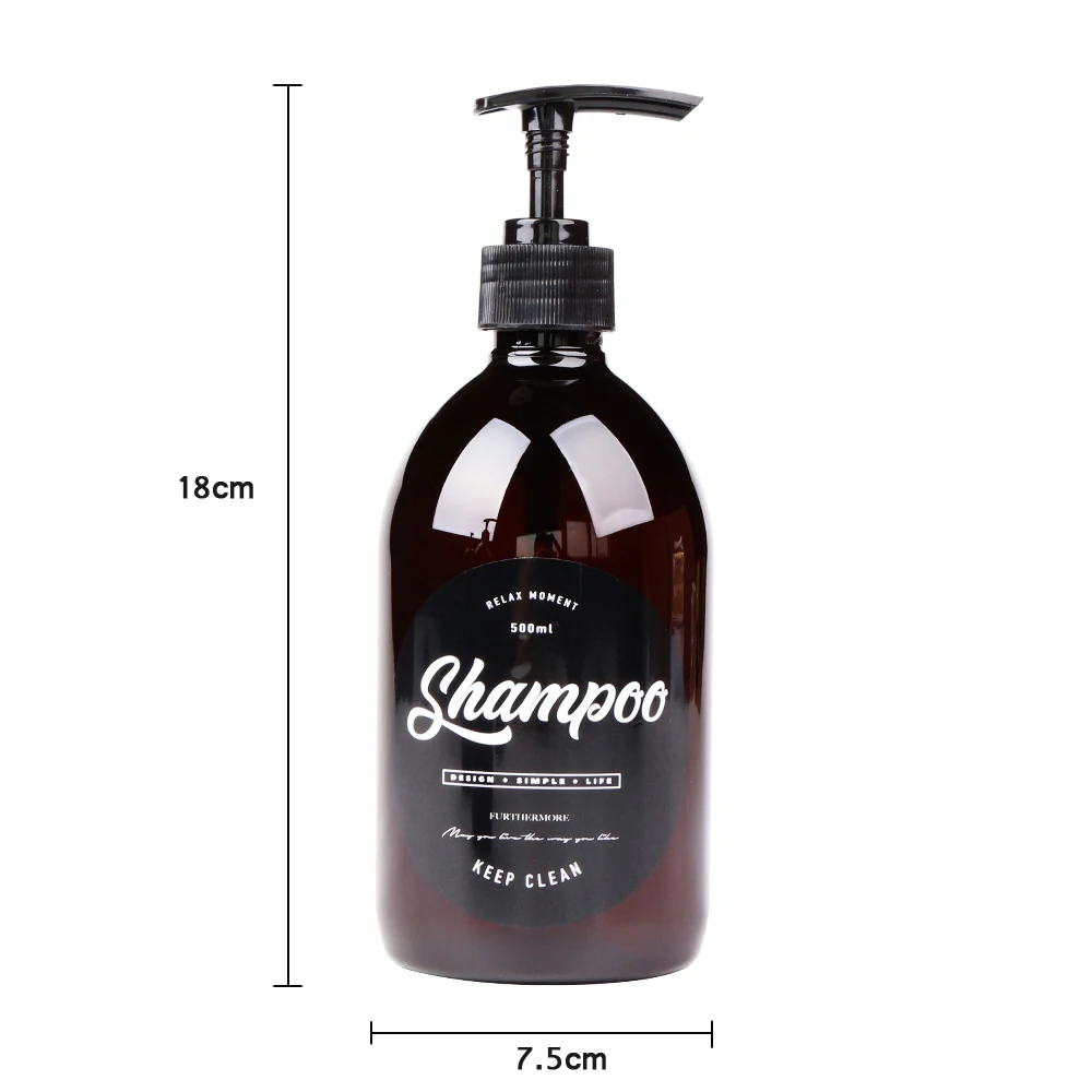 500ml Brown Bath Shampoo Storage Bottle Fat Scandinavian Cute Liquid Lotion Travel Storage Bottle Organizer Home