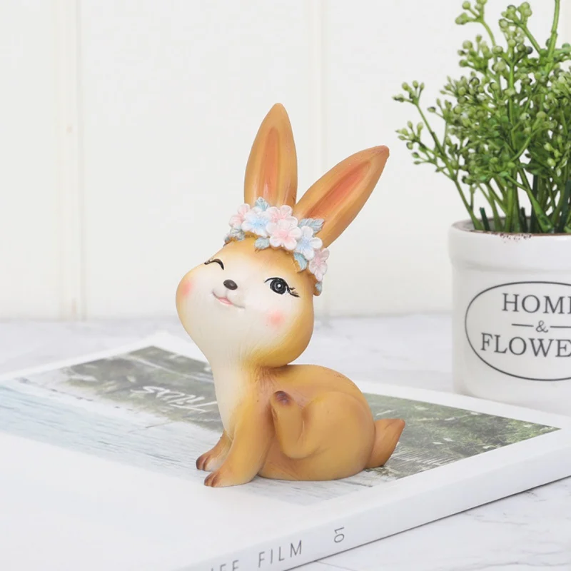 Новые бытовые миниатюрные фигурки кроликов милая мультяшная Статуэтка для торта