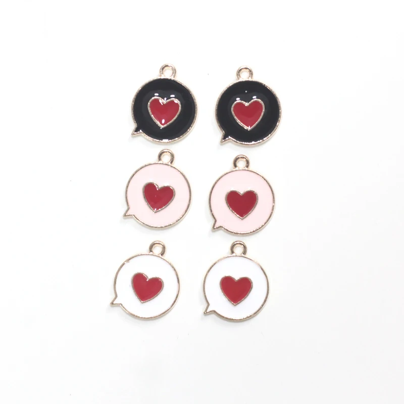 

10pcs Dripping Oil Bubble Heart-shaped Alloy Jewelry Accessories for The Making of DIY Earrings and Necklaces Enamel Pendant