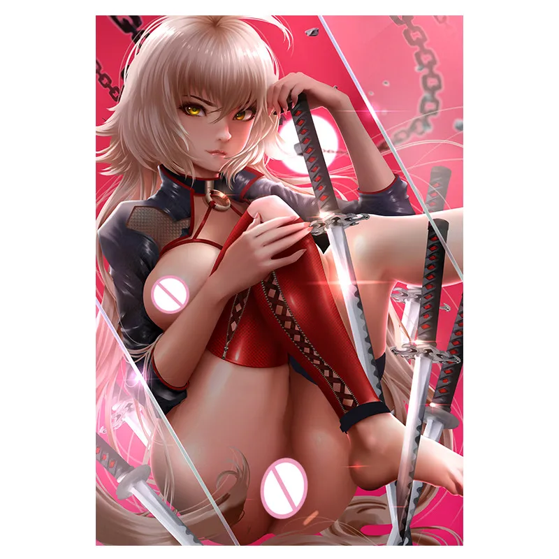 

Custom Print Game Red Warrior Nude Sexy Anime Girl Art Posters HD Wall Art Canvas Painting for Living Room Home Decor Picture