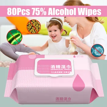 

80Pcs Portable 75% Alcohol Wet Wipes Antiseptic Cleaning Sterilization Wipes Wet Wipes Portable Sanitary Sterilization First Aid
