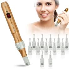 TBPHP P10 Derma Pen Microneedling Pen with LCD Display|Wireless silent and durable|With 12 pcs Microneedle Cartridges(4 color)