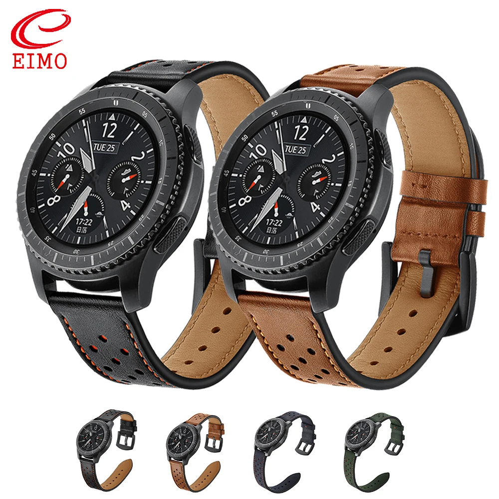Ремешок для Gear S3 Frontier кожаный браслет Samsung Galaxy watch 46 мм huawei GT 22 Amazfit Stratos|watch strap|bracelet